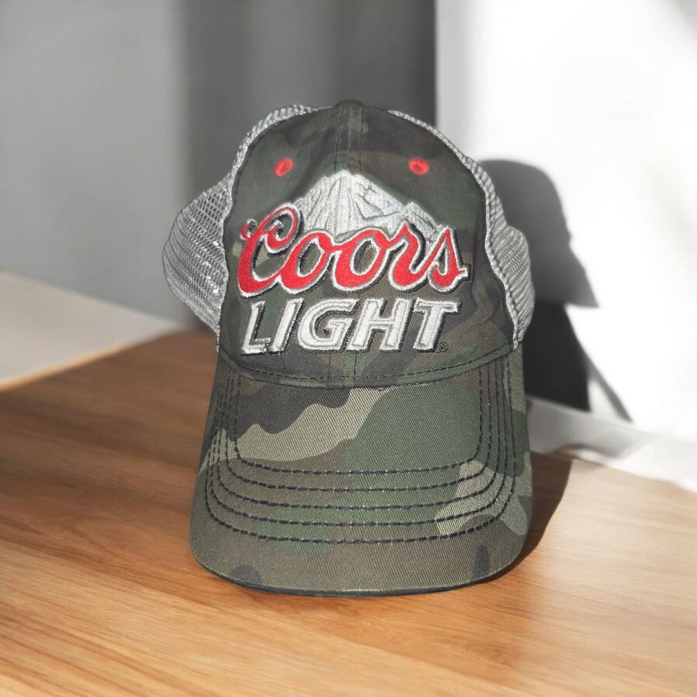 Coors Light Green Camo Cap with Mesh and Logo
